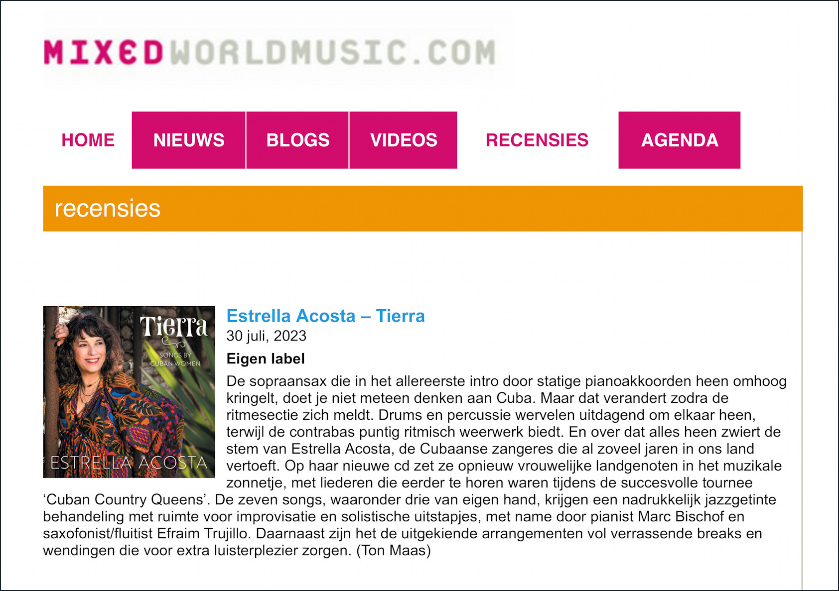 review Tierra by MixedWorldMusic